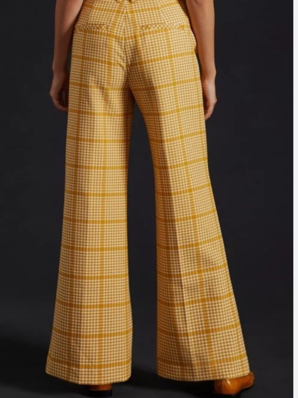 Anthropologie Maeve  yellow and white gingham plaid trousers .8 - Picture 15 of 15